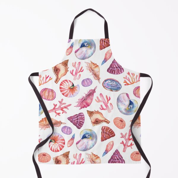 Item preview, Colorfull sea corals and nautilus shells watercolor pattern on white designed and sold by AnjeseAnna.