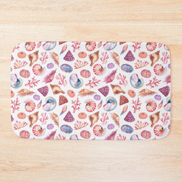 Item preview, Colorfull sea corals and nautilus shells watercolor pattern on white designed and sold by AnjeseAnna.