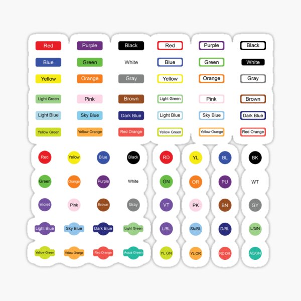 Color Names - 72 stickers (Extra large Only) V-F Sticker