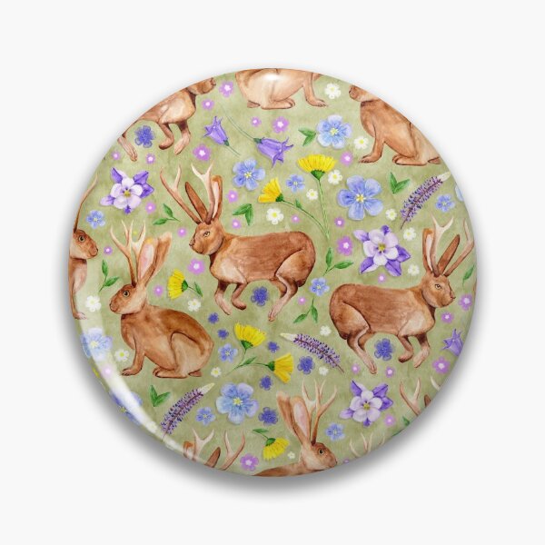 Aperçu de l'œuvre Jackalope Meadow sur vert sauge créée et vendue par MilaMooDesigns.