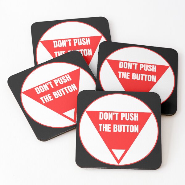 Item preview, Don't Push The Button | Funny Warning Sticker Red and White designed and sold by EarthReliant.