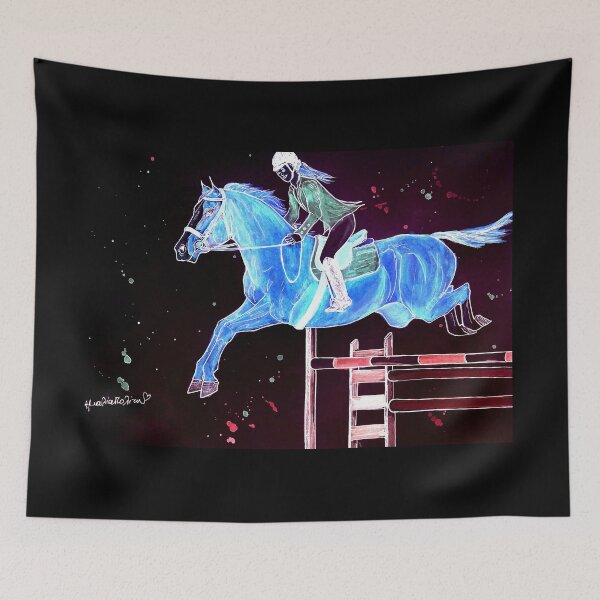 Item preview, Show jumping blue horse designed and sold by horseaddicted.