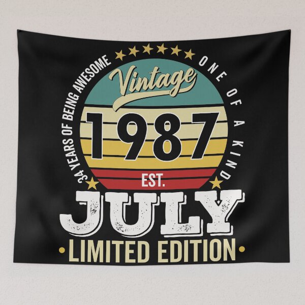 Item preview, 34 Years Of Being Awesome - One Of A Kind Limited Edition - 1987 Vintage 34s Retro, Classic, Cool, July Birthday.  designed and sold by ALITOPRINCE.