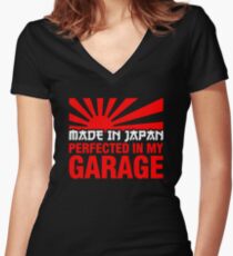 Made In Japan PERFECTED IN MY GARAGE (2) Women's Fitted V-Neck T-Shirt