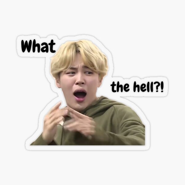 Jimin meme sticker - funny face 'What the hell?' sticker Transparent Sticker