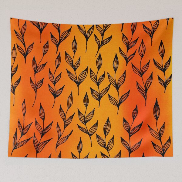Item preview, Leaf Pattern On Orange Background designed and sold by MinArt Illustrations.