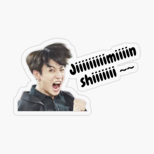 JK meme face sticker - yelling his lungs out 'Jiminshii' Transparent Sticker