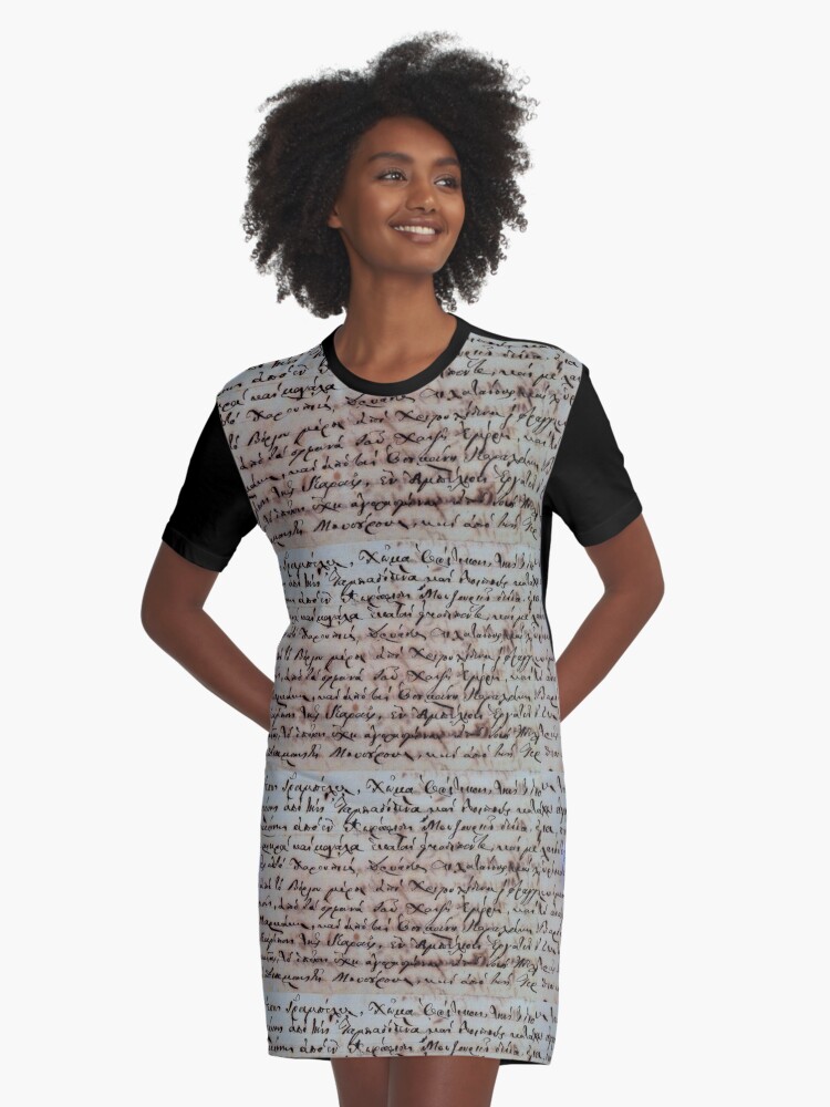 greek ancient writing Graphic T-Shirt Dress for Sale by tony4urban