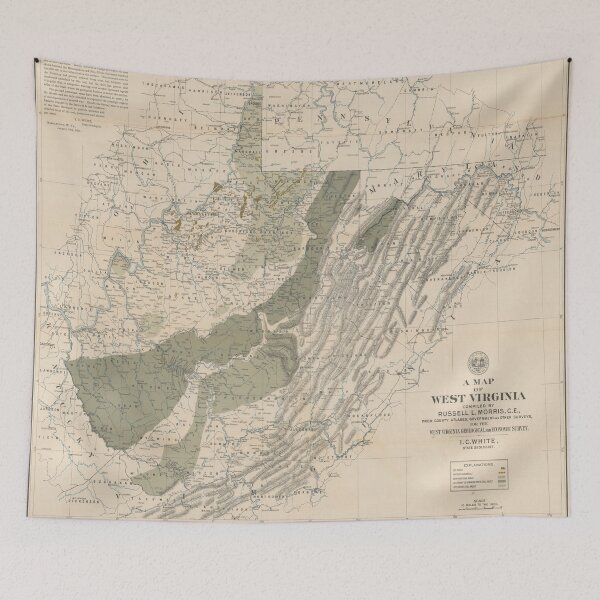 Item preview, Old West Virginia Natural Resources Map (1899) Vintage WV Oil, Coal, Natural Gas Atlas designed and sold by BravuraMedia.