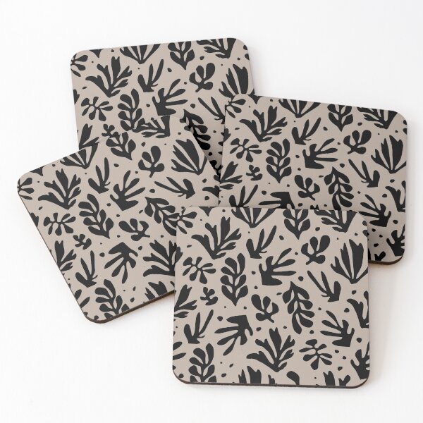 Item preview, Henri Matisse Cutout Flowers, Paper Decoupes Art black, beige back, Matisse Cutout's designed and sold by re-make-.