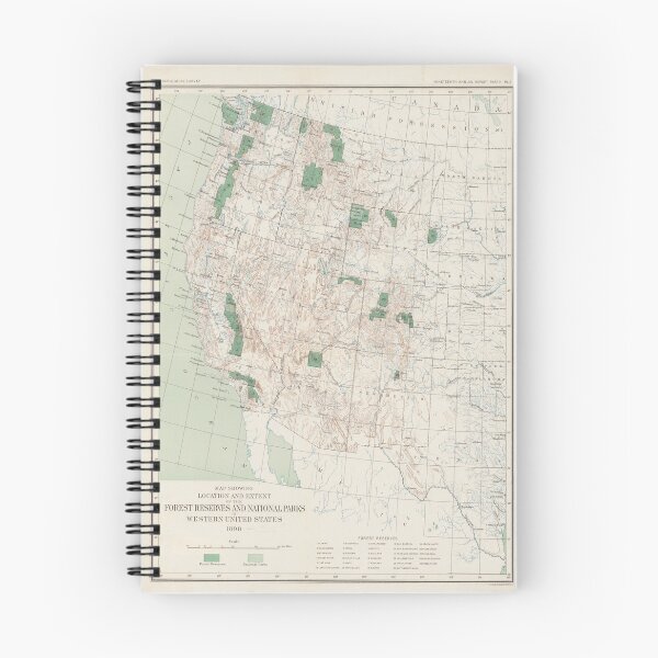 Item preview, Old Western US National Forests & Parks Map (1898) Vintage West Coast Woodland Reserves Atlas designed and sold by BravuraMedia.