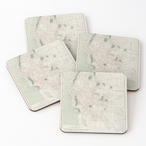 Item preview, Old Western US National Forests & Parks Map (1898) Vintage West Coast Woodland Reserves Atlas designed and sold by BravuraMedia.