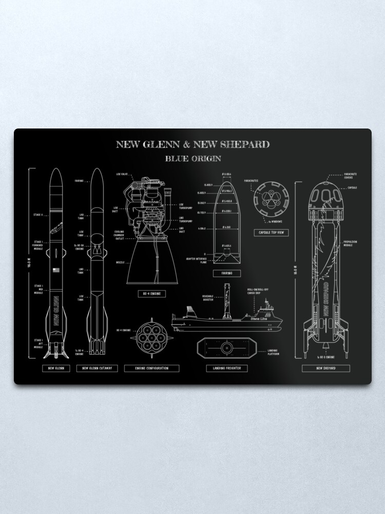 Alternate view of New Glenn & New Shepard (White Stencil-No Background) Metal Print