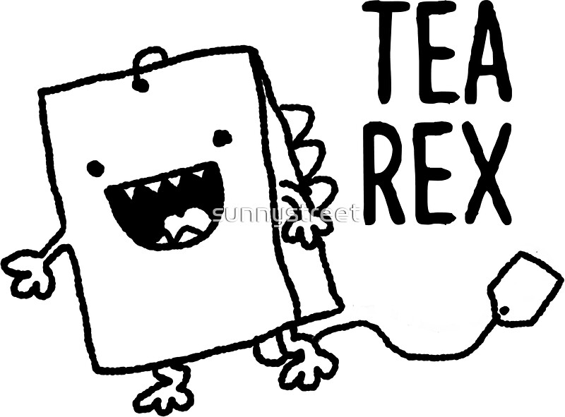 "Tea Rex Tea Bag Funny Pun Cartoon" Stickers by SunnyStreet Redbubble