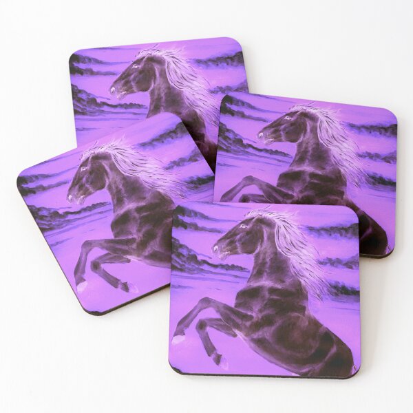 Item preview, Rearing horse in purple sunset designed and sold by horseaddicted.