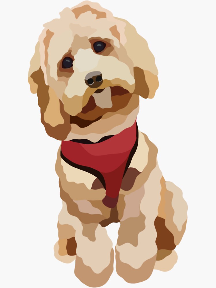 "Cavapoo Puppy Dog Portrait Digital Illustration" Sticker for Sale by ...