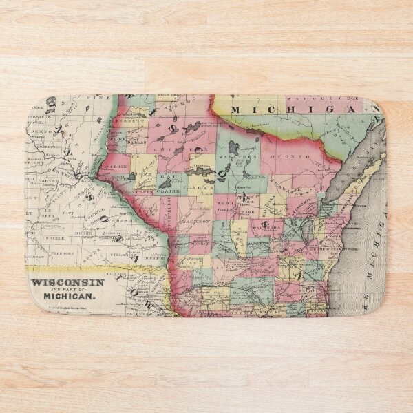 Item preview, Old Wisconsin Map (1865) Vintage Badger State Atlas  designed and sold by BravuraMedia.