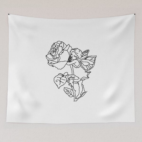 Item preview, Fairy Hugging A Flower Vintage Print designed and sold by PorcelaineGhost.