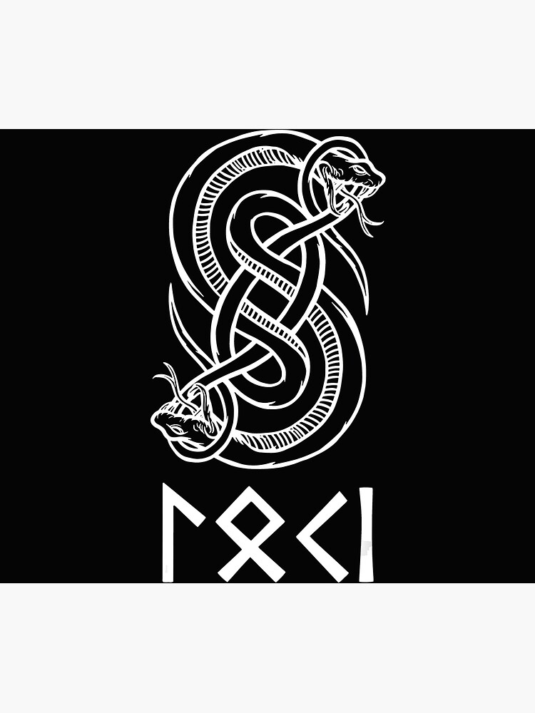  Loki Name In Norse Runes Snake Symbol Photographic Print For Sale 