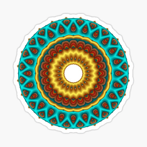 Southwestern Peacock Fractal Mandala Sticker
