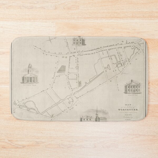 Item preview, Old Worcester MA Map (1829) Vintage Massachusetts Heart of the Commonwealth Vintage Atlas designed and sold by BravuraMedia.