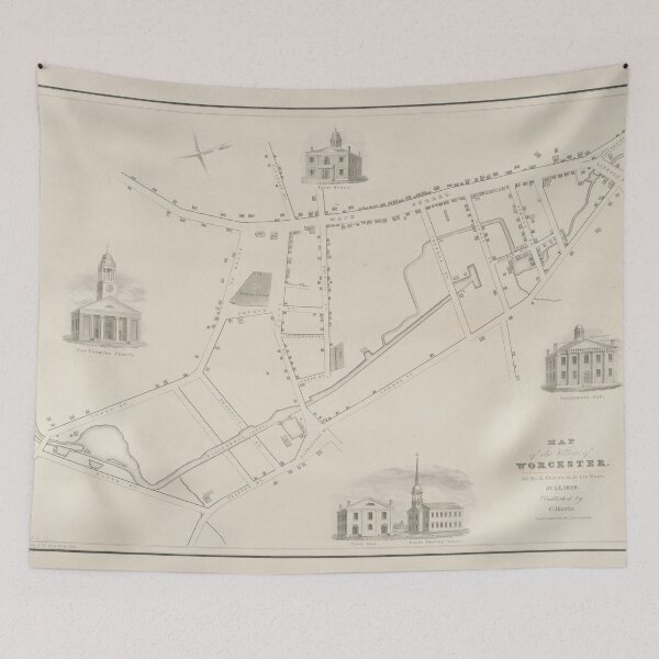 Item preview, Old Worcester MA Map (1829) Vintage Massachusetts Heart of the Commonwealth Vintage Atlas designed and sold by BravuraMedia.