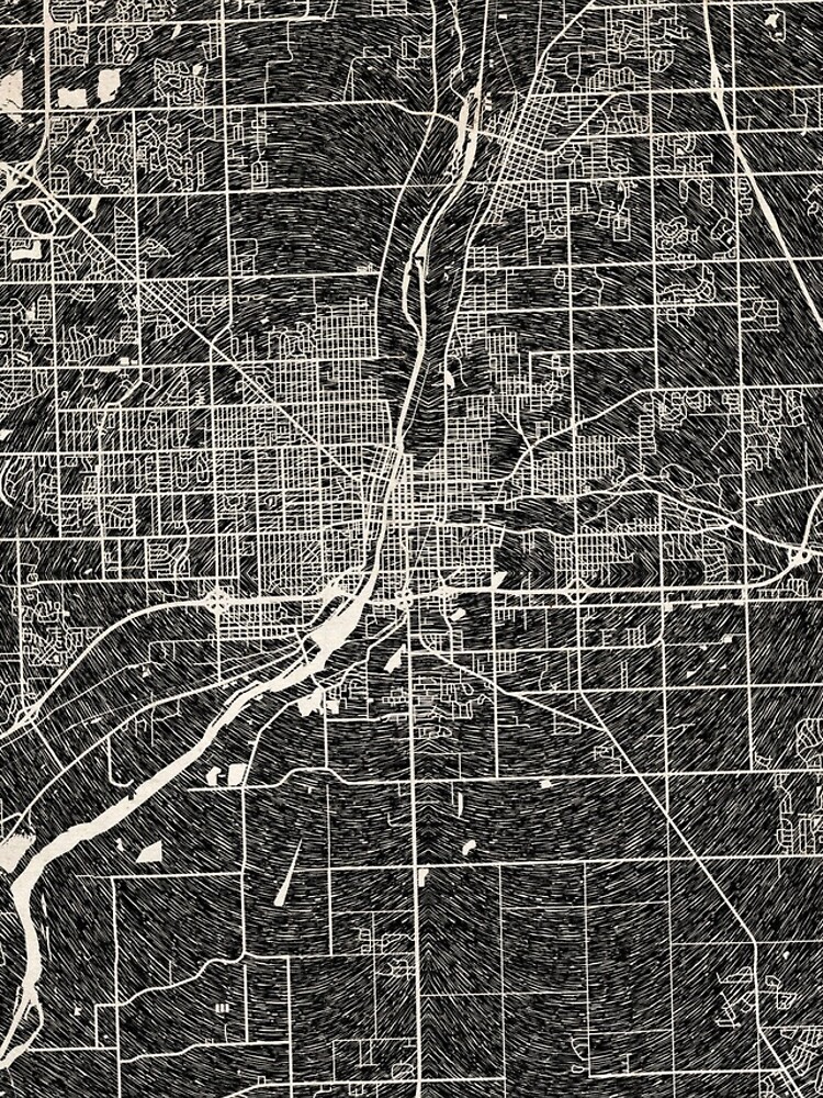 Aperçu 4 sur 4. Coque iPhone avec l'œuvre Joliet map Illinois Ink lines créée et vendue par InkMaps.