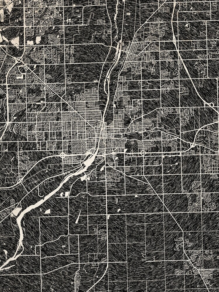 Thumbnail 5 von 5, A-Linien Kleid, Joliet map Illinois Ink lines designt und verkauft von InkMaps.