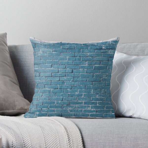 blue graffiti art fun rustic cool funky banksy pop art Throw Pillow