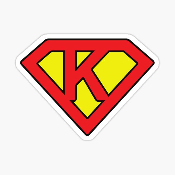 Superman con tu nombre - Primera letra de tu nombre - Letra K Pegatina