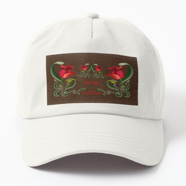 D1G1TAL-M00DZ ~ FOLKART ~ Red Tulip Custom Design by tasmanianartist Dad Hat
