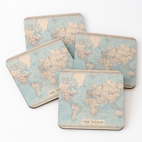 Item preview, Old World Map (1876) Vintage Global Continents Atlas designed and sold by BravuraMedia.
