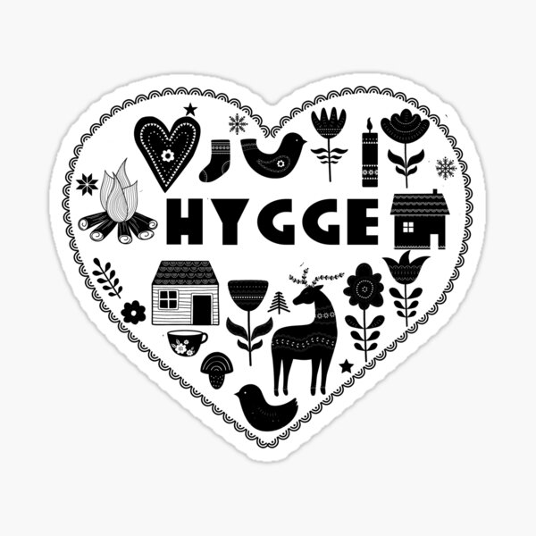 Item preview, Hygge Heart Danish Cozy Symbols Scandinavian Art, designed and sold by funnytshirtemp.