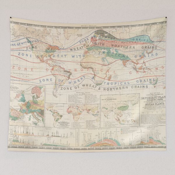 Item preview, Old World Agricultural Map (1854) Vintage Global Crops & Produce Atlas designed and sold by BravuraMedia.
