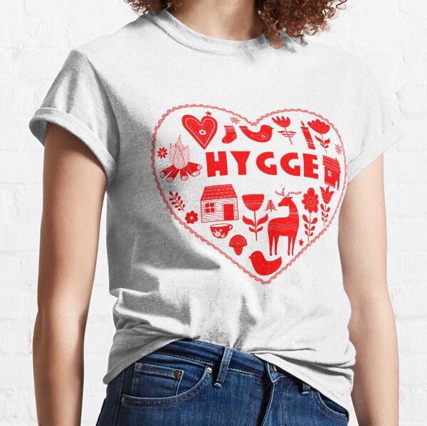 Item preview, Hygge Heart Danish Cozy Symbols Scandinavian Art, designed and sold by funnytshirtemp.
