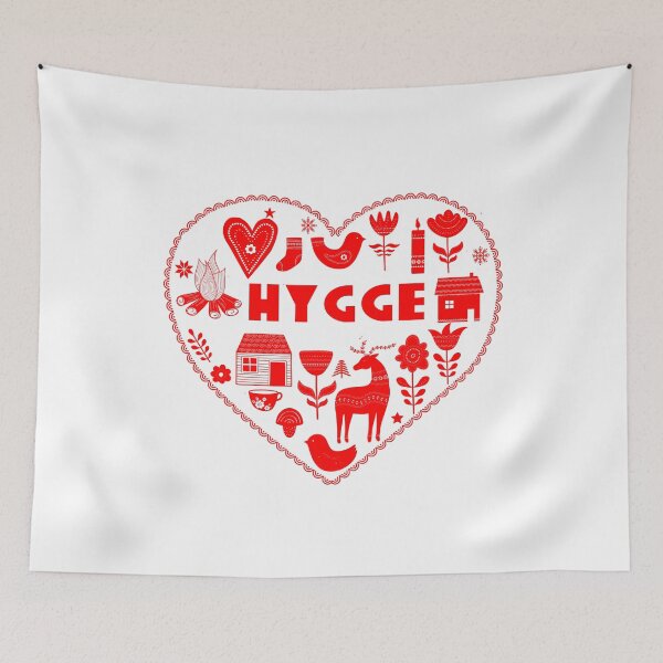 Item preview, Hygge Heart Danish Cozy Symbols Scandinavian Art, designed and sold by funnytshirtemp.