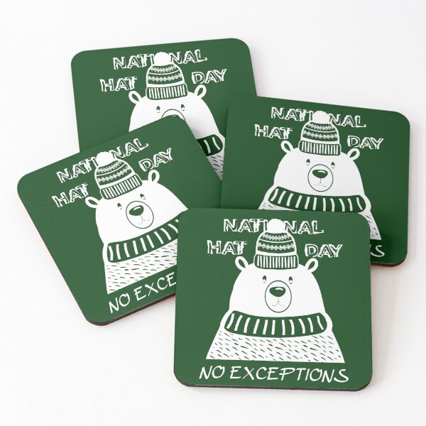 Item preview, National Hat Day - No exceptions (polar bear, tiny hat) white designed and sold by SolidEarthArt.