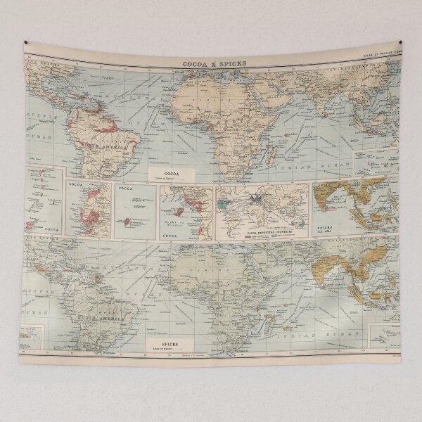 Item preview, Old World Cocoa & Spices Map (1907) Vintage International Cacao and Seasonings Atlas designed and sold by BravuraMedia.