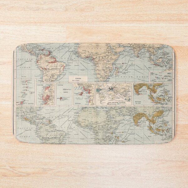 Item preview, Old World Cocoa & Spices Map (1907) Vintage International Cacao and Seasonings Atlas designed and sold by BravuraMedia.