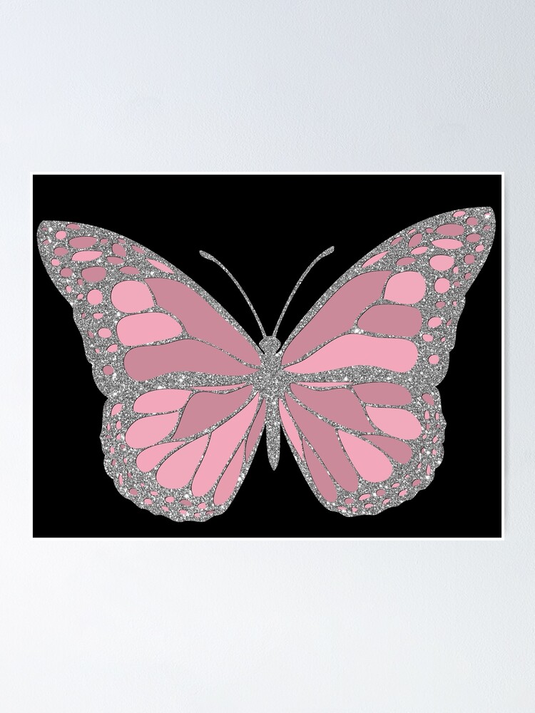 Póster «Mariposa rosa pastel con contorno efecto brillo | Mariposa rosa  brillante» de priyankak19 | Redbubble