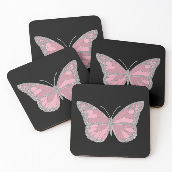 Item preview, Pastel Pink Butterfly with glitter effect outline | Pink glittery butterfly designed and sold by Violet Treasures.
