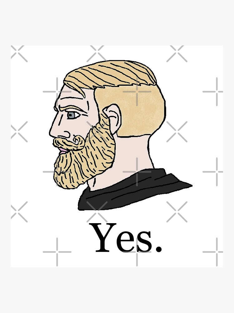 chad meme face \ chad face approving \ affirmative chad | Sticker