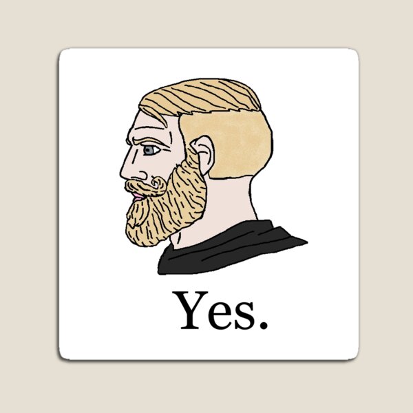 chad meme face \ chad face approving \ imposing chad Sticker for Sale by  Mad-Boy