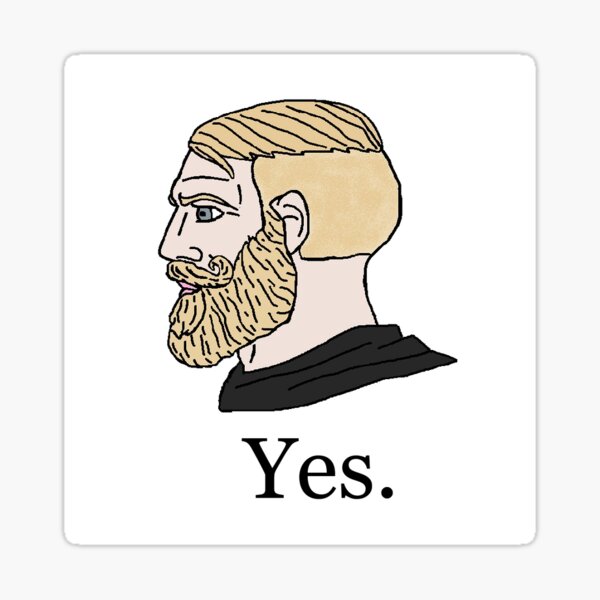 chad meme face \ chad face approving \ affirmative chad Sticker for Sale  by Mad-Boy