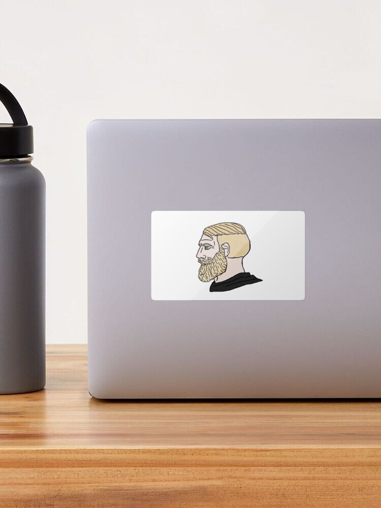 chad meme face \ chad face approving \ affirmative chad Sticker for Sale  by Mad-Boy