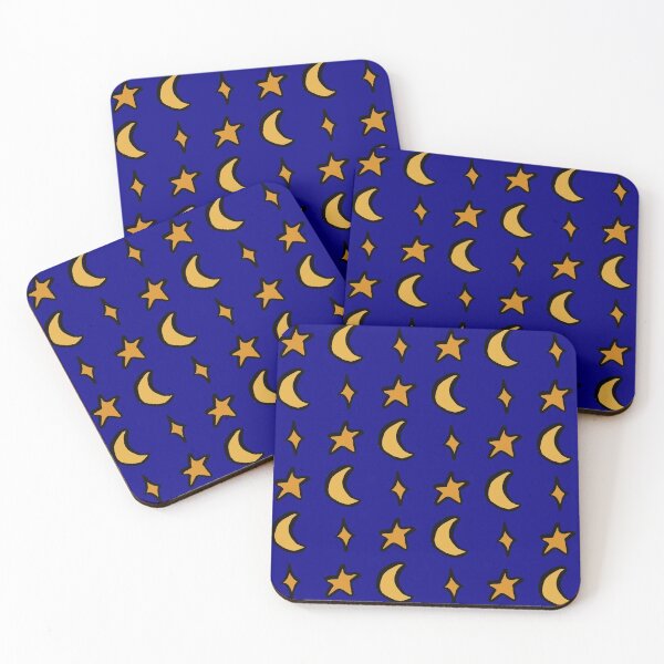 Item preview, Moon and stars doodle pattern on blue designed and sold by NatureArtUK.