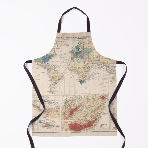 Item preview, Old Coffee Farming & Consumption World Map (1907) Vintage Agricultural Commodity Atlas designed and sold by BravuraMedia.