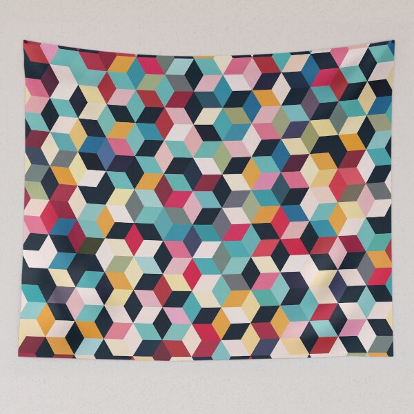 Item preview, Geometric Pattern, Tutti Frutti Colourful Abstract Cube Pattern designed and sold by MaseFaceMerch.