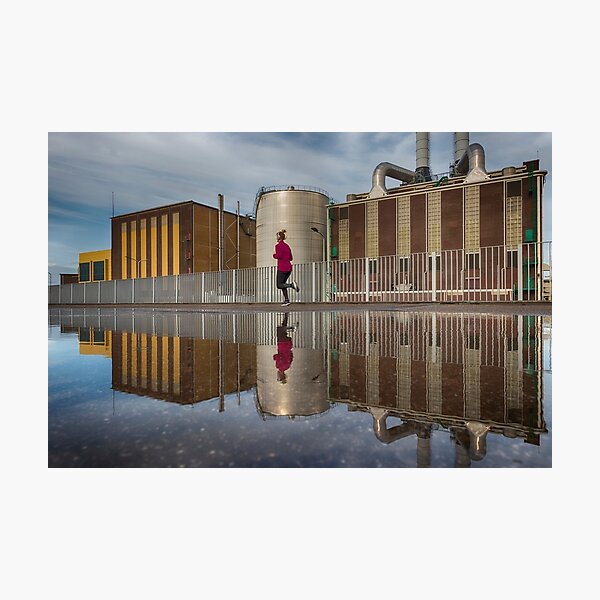 Jogger in reflection Photographic Print