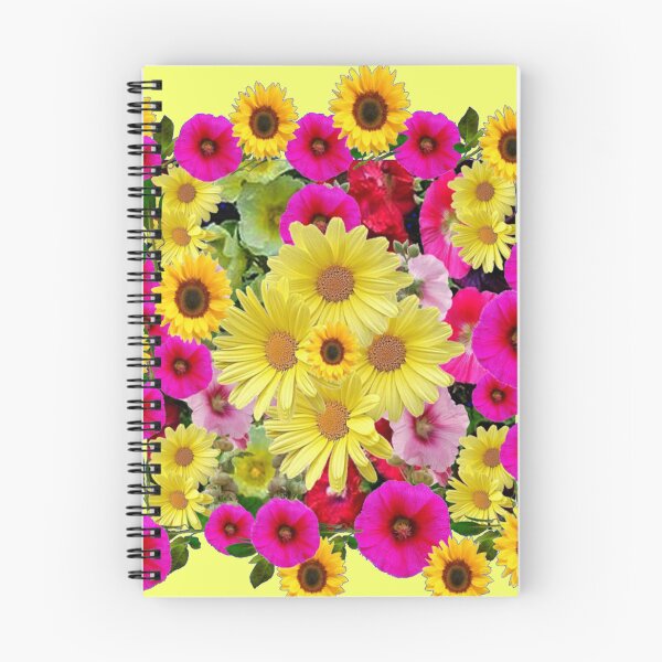 Item preview, SUNFLOWERS & FUCHSIA HOLLYHOCKS FLORAL ABSTRACT designed and sold by sharlesart.